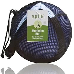 6LB Blue Medicine Ball in Black Mesh Carry Sack