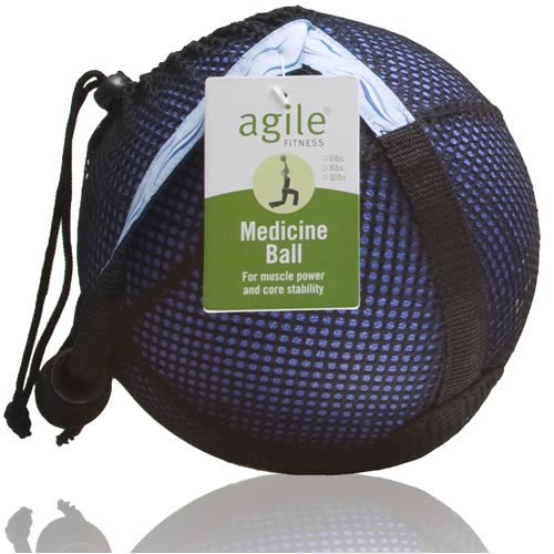 6LB Blue Medicine Ball in Black Mesh Carry Sack