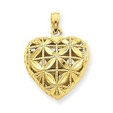 14k Diamond-Cut Open Puffed Heart Pendant