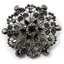 Victorian Corsage Flower Brooch (Black)