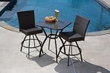 Alfresco Home Vento Granite Top Wicker Outdoor Bar Set - 29.5 Inch Square