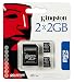 Electronics : Kingston SDC/2GB-2P1A 1GB MicroSD Flash Card - Twin Pack One Adapter, 2 Piece (Black)