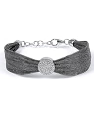 Sterling Silver & Cz Black Rhodium Plated Bangle
