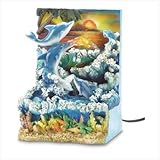 Tropical Dolphin Sunset Indoor Tabletop Water Fountain