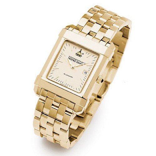 University of Notre Dame Men's Swiss Watch - Gold Quad Watch with Bracelet