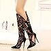 Bumud Womens Pointy Toe Back Zipper Knee High Gladiator Sandals