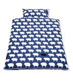 Pinolino 630522-1 - Bett- und Kopfkissenbezug f&uuml;r Kinderbetten, 'Happy Sheep' blau