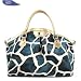 Faux Leather Giraffe Double Handle Fashion Bag (BLUE)