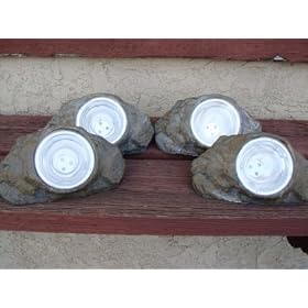 4 Small Outdoor Smart Solar Rock Spot Light with 3 LED