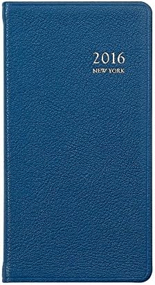2016 Pocket New York Diary, NYC Maps, Subway & Transportation Maps, Genuine Goatskin Leather, 6" (Blue)