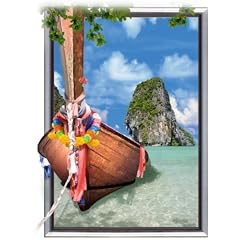 PHUKET BOAT (12219)- 3D Poster Gerahmt Lentikular Effekt Bild - Boot Thailand Strand Meer Sonne - Gerahmt Gesamtgr��e 50 x 70 cm - Rahmen in Schwarz - Echt 3D-Qualit�t - Deutsches Qualit�tsprodukt - XXL Ansicht verf�gbar
