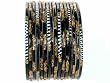Beachcombers! Ethnic Glass Indian Bangles Belly Dance Bracelets Set Black Gold