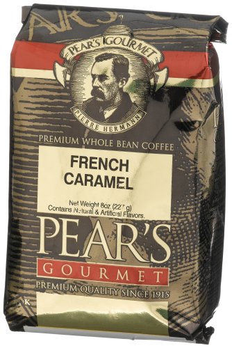 Pear's Gourmet Coffee, French Caramel, Whole Bean, 8-Ounce Bags (Pack of 6) by Pear's Gourmet