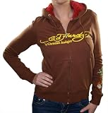ED HARDY Christian Audigier Geisha Faux Fur Womens Hoodie Hooded Sweatshirt