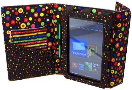 Fashion Tec Bright Multi Dots Kindle Fire Protective Case Cover with Stand, Includes Stylus and Screen Cleaner Cloth - Fits Kindle Fire (Does Not Fit Kindle Fire HD)