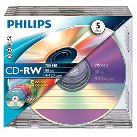 Philips CD-RW 700MB 80-Min 4-12x Speed Re-Writeable Discs
