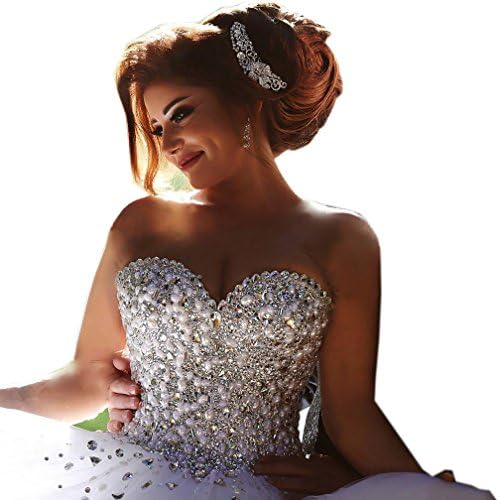 Spbridal Bling Crystal Beaded Sweetheart Princess Bride Wedding Gowns