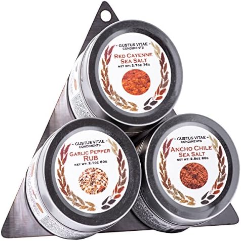 Craft BBQ Seasoning Salts & Rubs | Non GMO Verified | 3 Magnetic Tins | Gourmet Sea Salts & Spice Blends | Crafted in Small Batches by Gustus Vitae | #83