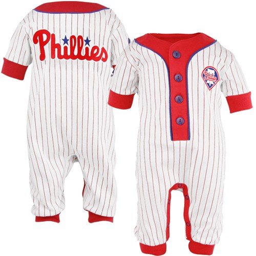 MLB Majestic Philadelphia Phillies Infant White Pinstripe Coveralls (18 Months) at Amazon.com