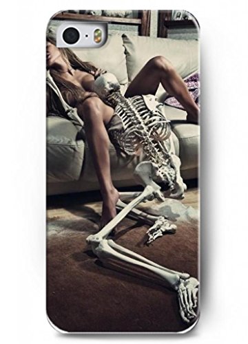 Iphone 5 Case Iphone 5S Case OUO Snap On Hard Plastic Pattern Printed Iphone Protection Back Cover with Unique Design of Skeleton doing with Sexy Women