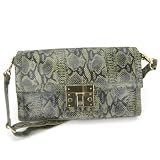 Tory Burch Luggage Lock Shoulder Clutch Bag Python - Olive