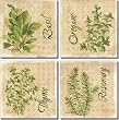 Herbs by Sara Mullen - Ceramic Accent Tile Set 4.25" x 4.25" Kitchen Backsplash