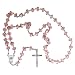 Religious Light Pink Crystal Faceted Rondelle Beads 8mm x 6mm Rosary With Mother Mary and Jesus Cross - 28 inch Necklace - 6 inch Drop Length