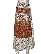 Womens Bohemian Printed Tribal White Brown Red Wrap Around Skirts