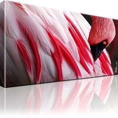 Flamingo Bild V�gel Tiere Dekoration Bilder Wandbilder 80x45 cm / Bilder / Wandbilder / Kunstdruck / Leinwandbild / Pictures on Canvas / Fertig gerahmt / Bilder auf Leinwand mit Keilrahmen ! Besser als Poster / Canvas Print / Dekoration