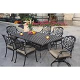 Darlee Elisabeth Outdoor Patio Dining Set With Cushions - 72 X 42 Inch Rectangular Table - Antique Bronze