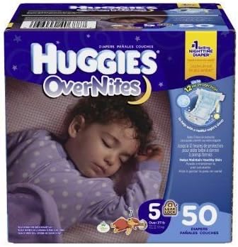 Sanweller(TM) Huggies Overnites Diapers, Size 5, 50 Count, Free Shipping, New
