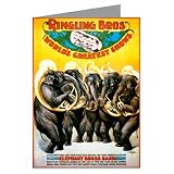 Circus Poster Of Elephant Brass Band For Ringling Bros c1899 Greeting Card set