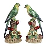 Exotic Birds Collection Green PARROT Figurine Pair