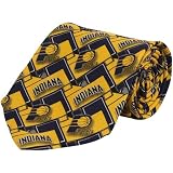 NBA Indiana Pacers Navy Blue-Gold Block Pattern Silk Tie