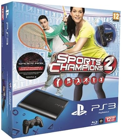 Console PS3 Ultra slim 12 Go noire + Pack Découverte PlayStation Move + Sports Champions 2 (30 euros remboursés en plus)