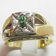 14K Two-Tone Gold Green Diamond Man's Ring