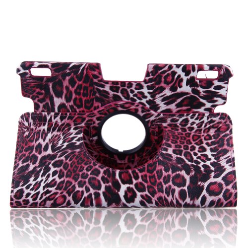 Generic Apple iPad Air Case - Leopard Design Series Slim Folding 360 Degree Rotating Stand Leather Case Cover with Auto Sleep / Wake Feature for New Amazon Kindle Fire HDX 8.9"(will only fit Kindle Fire HDX 8.9" inch Tablet 2013 ALL Model Versions- 16GB, 32GB & 64GB Wi-Fi + 4G LTE)-Pink