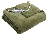Sunbeam Camelot Cuddler Microplush Slumber Rest Heated Throw, Ivy