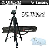Pro 72" Super Strong Tripod With Deluxe Soft Carrying Case For Samsung HMX-H300, HMX-H304, HMX-Q10, SMX-F44, SMX-F50, SMX-F54 HD Camcorder