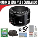Canon EF 50mm f/1.8 II Camera Lens + Canon Optical Cleaning Kit + Hoya 52mm UV (Ultra Violet) Super Multi Coated Glass Filter + Lens Cap Keeper + DB ROTH Microfiber Cleaning Cloth + Deluxe Canon Carrying Bag