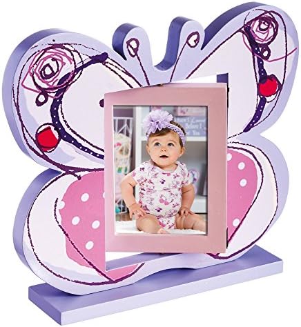 Sweet Butterflies Pink and Purple Wooden Swivel Frame