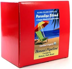 Aloha Island Certified Organic Coffee Pods, Bonzai Pipeline Dark Roast, 36 Pods