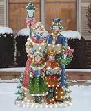 48 Christmas Caroler Family By Lamp Post Lighted Outdoor Yard Art