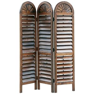 Arched - top Venetian Room Divider, 72Hx54W, BROWN