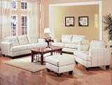 Samuel Collection 4PC Living Room Group in 100% Cream Bonded Leather