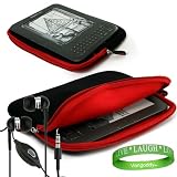 Amazon Kindle 3rd Generation ( Wifi Only , Wifi + 3G ) ( Latest Generation ) Accessories Kit: Jet Black with Ruby Red Carrying Sleeve With Extra Pocket + Kindle Earphones with Microphone + A Live*Laugh*Love Wrist Band!!!