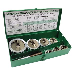 Greenlee 7307 Slug-Splitter Self Centering Knockout Punch Kit for 1/2-Inch to 2-Inch Conduit