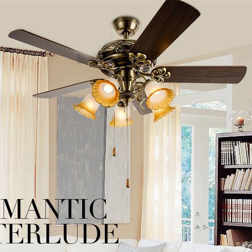 51 Luxury Vintage European Parlor hall Ceiling Fan Light Glass