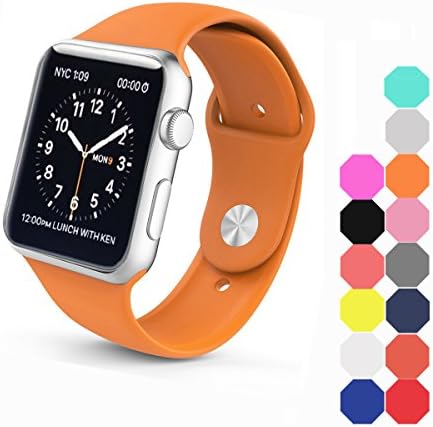 Apple watch band 38mm,XIYA Soft Silicone Replacement Sport style for Apple Watch Models,(Grapefruit,38mm)