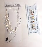 Sterling Silver Anklet with Rhinestones and Sparkling Jade Tassels and Toe Rings for Teen Girls and New Brides,